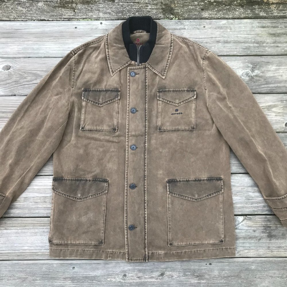 Aigner Men Jacket Brown Style in Italy Front Zippe